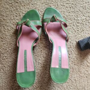 Nine West Green and Pink Women's Sandals